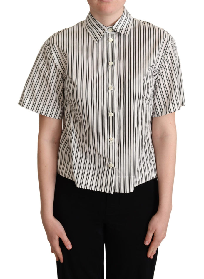 Dolce & Gabbana White Black Striped Shirt Blouse Top Dolce & Gabbana