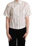 Dolce & Gabbana White Black Stripes Collared Shirt Top Dolce & Gabbana