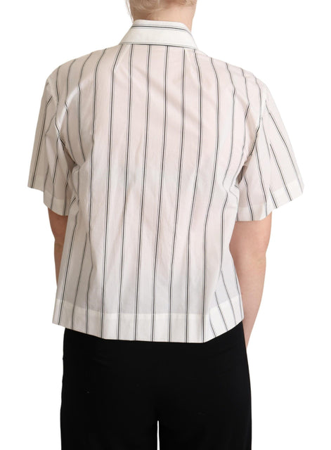 Dolce & Gabbana White Black Stripes Collared Shirt Top Dolce & Gabbana