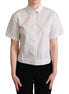 Dolce & Gabbana White Black Polka Dots Collar Blouse Shirt Dolce & Gabbana