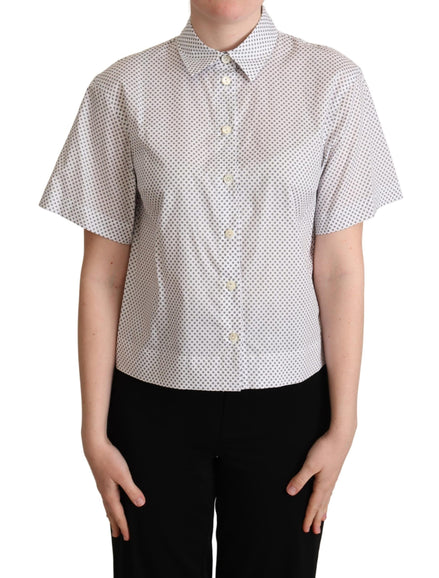 Dolce & Gabbana White Gray Polka Dots Collared Button Shirt Dolce & Gabbana