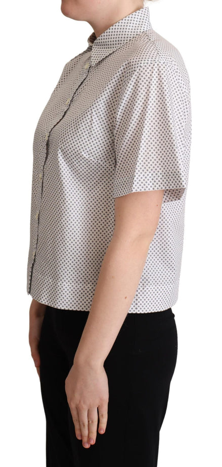 Dolce & Gabbana White Gray Polka Dots Collared Button Shirt Dolce & Gabbana