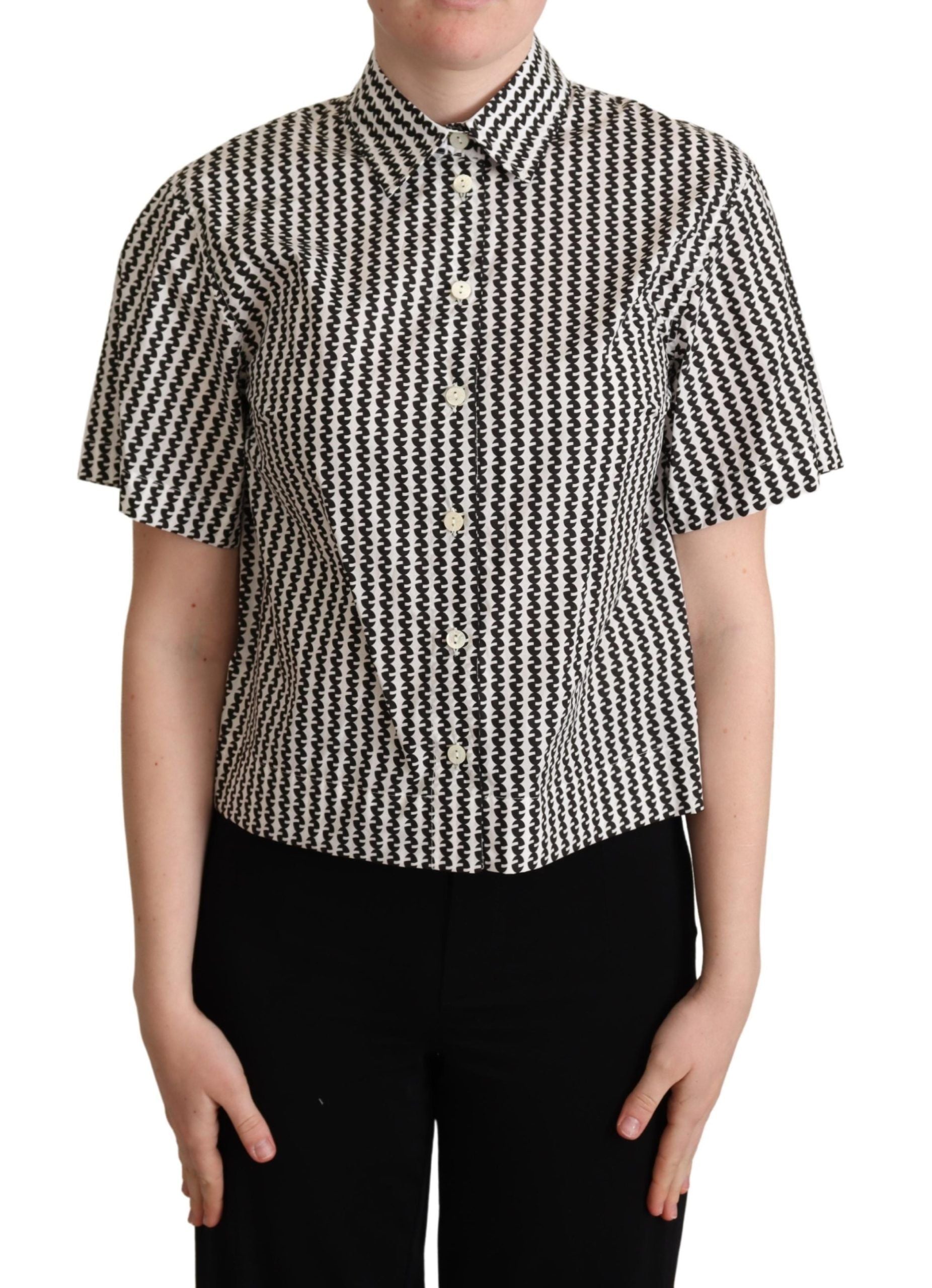Dolce & Gabbana White Black Fantasy Pattern Shirt Dolce & Gabbana