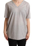 Dolce & Gabbana Gray Solid 100% Cotton V-neck Top T-shirt Dolce & Gabbana