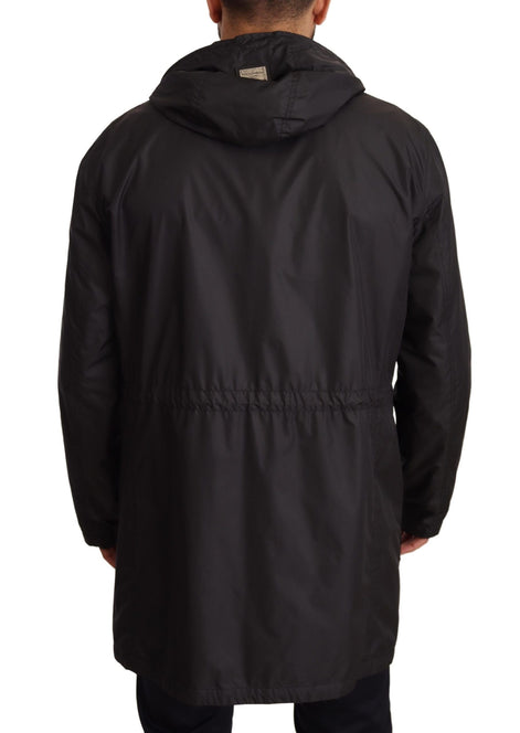 Dolce & Gabbana Black Hooded Mens Trench Coat Jacket Dolce & Gabbana