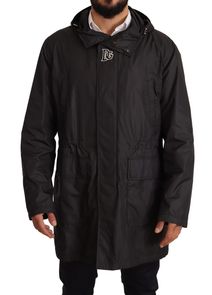 Dolce & Gabbana Black Hooded Mens Trench Coat Jacket Dolce & Gabbana
