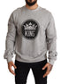 Dolce & Gabbana Gray Crown King Print Cotton Sweater Dolce & Gabbana