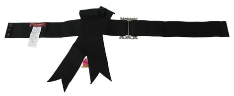 Dolce & Gabbana Black Pink Flower Brooch Crystals Cotton Belt Dolce & Gabbana