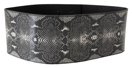 Ermanno Scervino Black Wide Leather Snakeskin Design Waist Belt Ermanno Scervino