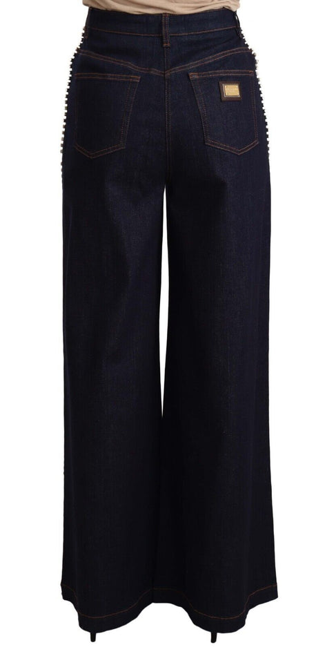 Dolce & Gabbana Dark Blue Crystal Embellished Flare Jeans Dolce & Gabbana