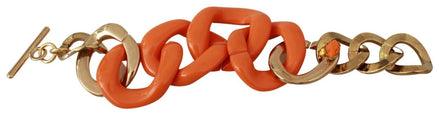 Ermanno Scervino Gold Orange Chain Wide Brass Plastic Bracelet Ermanno Scervino