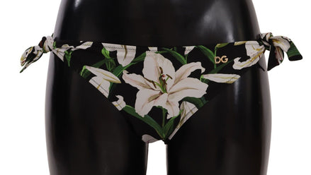 Dolce & Gabbana Bikini Bottom Black Lily Print Swimsuit Swimwear Dolce & Gabbana