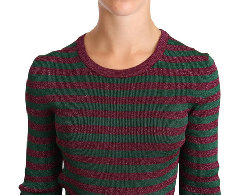 Dolce & Gabbana Multicolor Striped Crew Neck Pullover Sweater Dolce & Gabbana
