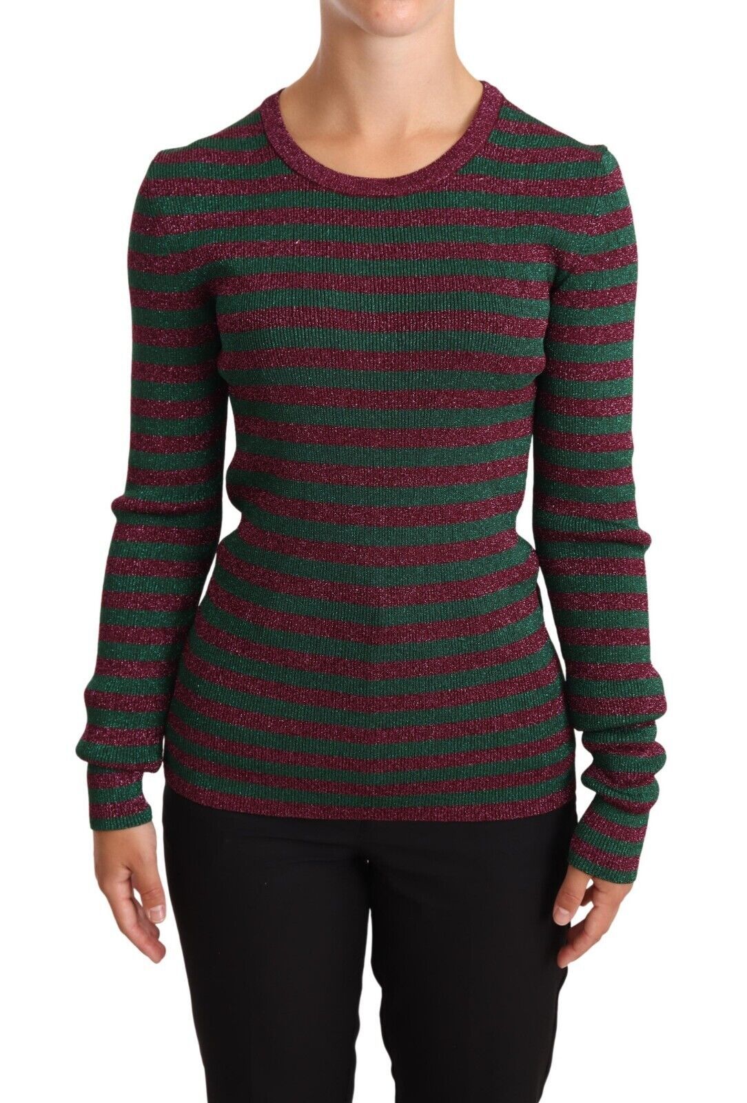 Dolce & Gabbana Multicolor Striped Crew Neck Pullover Sweater Dolce & Gabbana