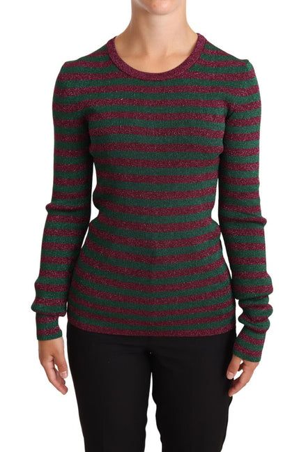 Dolce & Gabbana Multicolor Striped Crew Neck Pullover Sweater Dolce & Gabbana