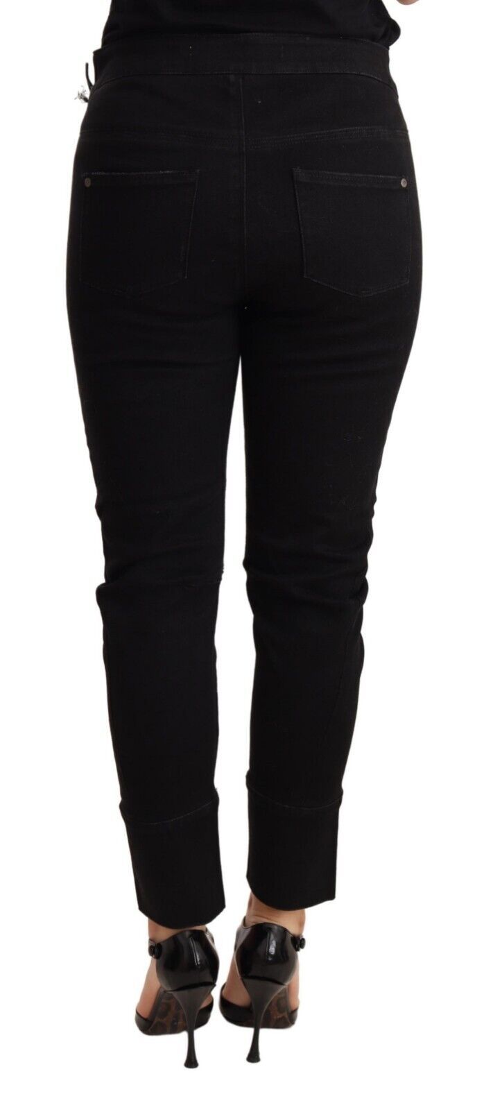 Ermanno Scervino Black Low Waist Skinny Slim Trouser Cotton  Jeans Ermanno Scervino