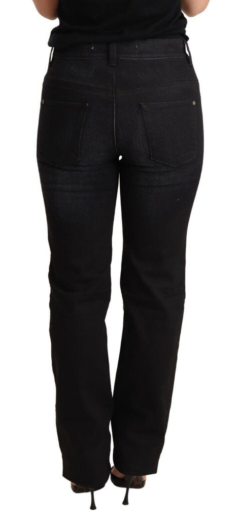 Ermanno Scervino Black Washed Straight Denim Trouser Cotton Jeans Ermanno Scervino