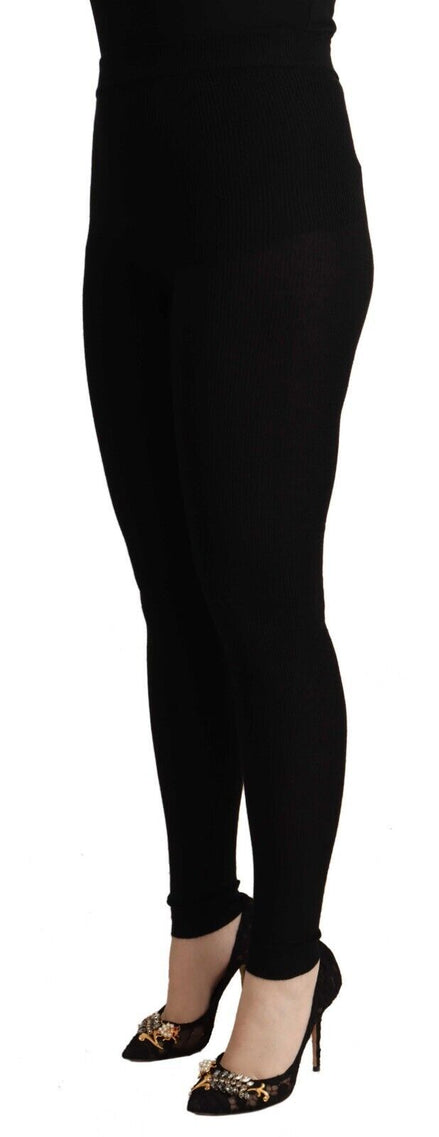 Dolce & Gabbana Black Cashmere Stretch Waist Tights Pants Dolce & Gabbana