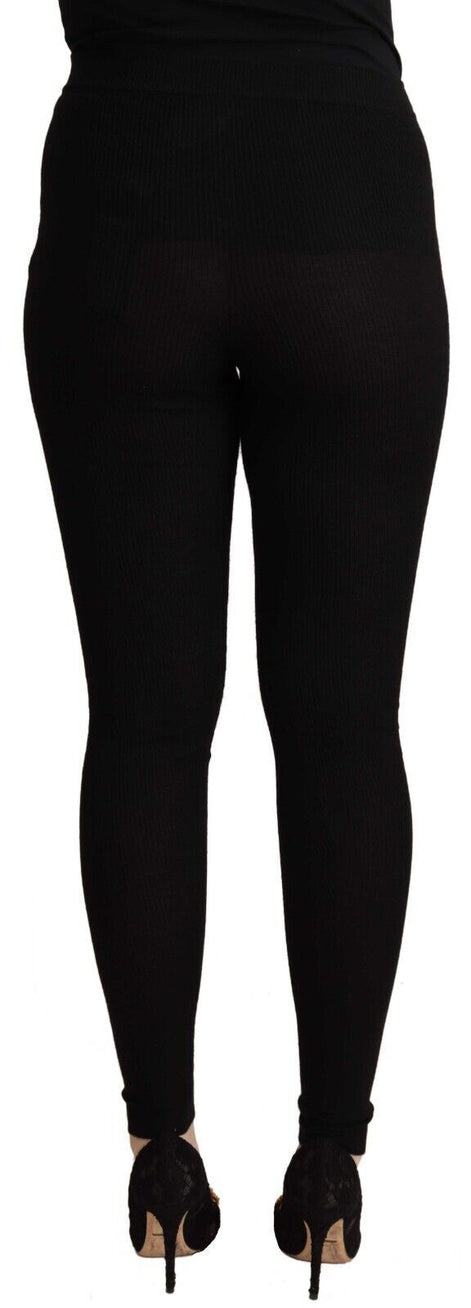 Dolce & Gabbana Black Cashmere Stretch Waist Tights Pants Dolce & Gabbana