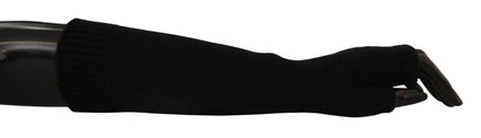 Dolce & Gabbana Black Knitted Fingerless Elbow Length Gloves Dolce & Gabbana