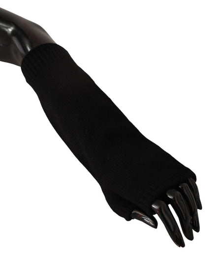 Dolce & Gabbana Black Knitted Fingerless Elbow Length Gloves Dolce & Gabbana