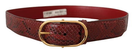 Dolce & Gabbana Red Exotic Leather Gold Oval Buckle Belt Dolce & Gabbana