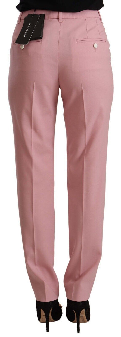Dolce & Gabbana Pink Wool Stretch High Waist Trouser Pants Dolce & Gabbana