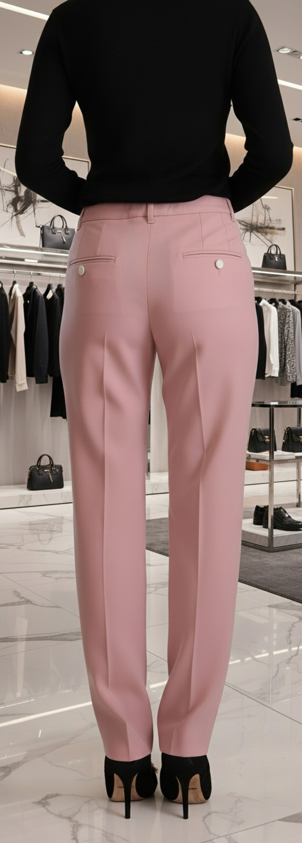 Dolce & Gabbana Pink Wool Stretch High Waist Trouser Pants Dolce & Gabbana