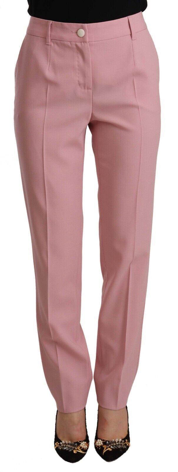 Dolce & Gabbana Pink Wool Stretch High Waist Trouser Pants Dolce & Gabbana