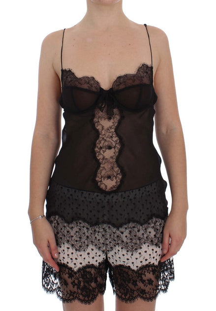 Dolce & Gabbana Black Silk Lace Babydoll Lingerie Top Dolce & Gabbana