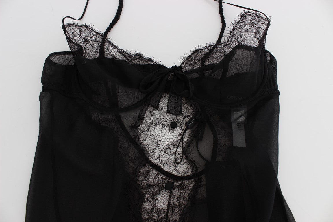 Dolce & Gabbana Black Silk Lace Babydoll Lingerie Top Dolce & Gabbana