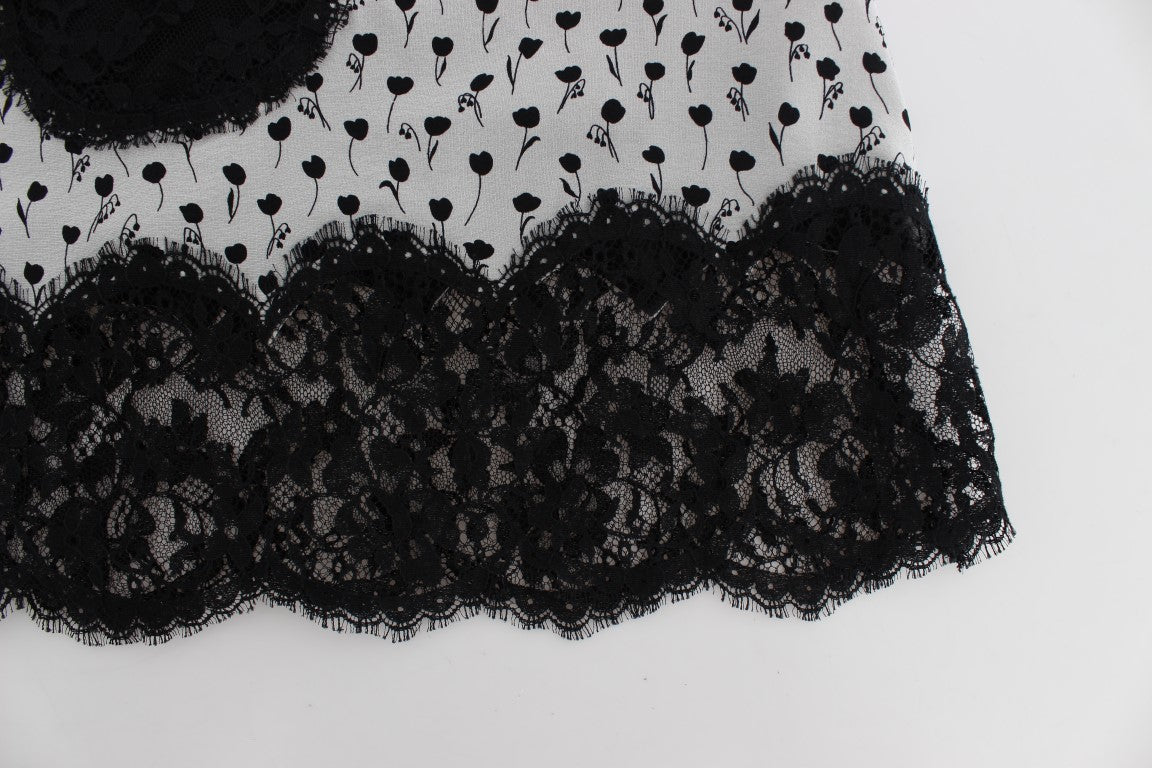 Dolce & Gabbana Black Silk Lace Babydoll Lingerie Top Dolce & Gabbana