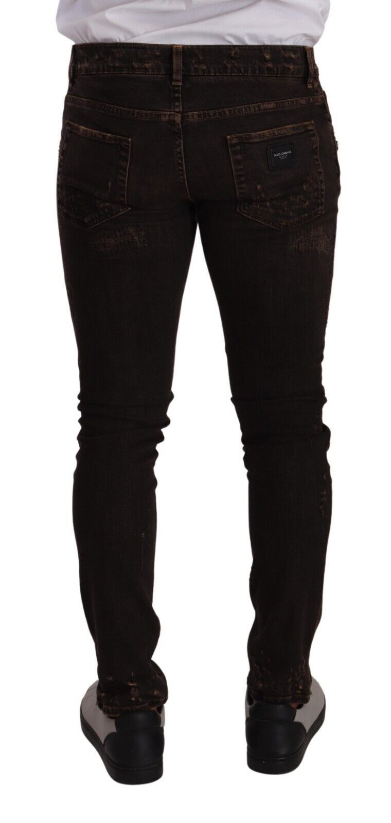 Dolce & Gabbana Brown Distressed Slim Fit Skinny Denim Jeans Dolce & Gabbana
