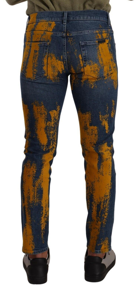 Dolce & Gabbana Blue Yellow Dye Cotton Skinny Men Denim Jeans Dolce & Gabbana