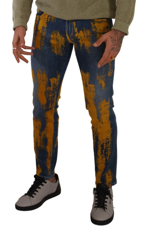 Dolce & Gabbana Blue Yellow Dye Cotton Skinny Men Denim Jeans Dolce & Gabbana
