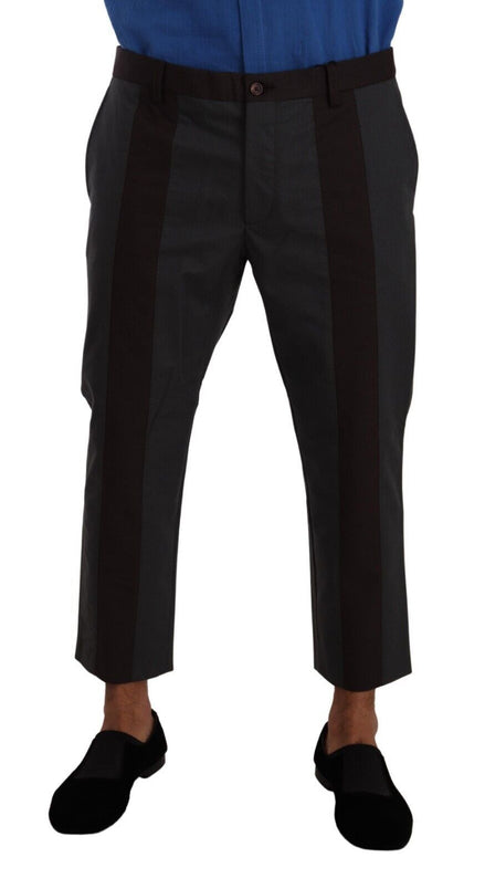 Dolce & Gabbana Gray Bordeaux Striped Cropped Trouser Pants Dolce & Gabbana