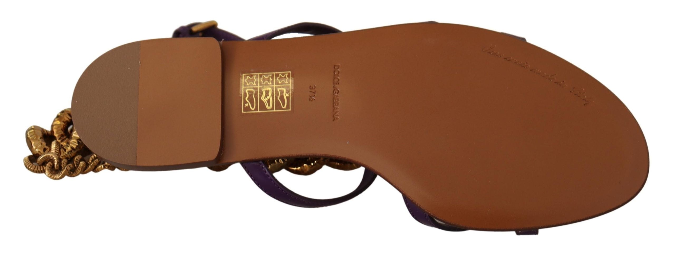 Dolce & Gabbana Purple Leather Devotion Flats Sandals Shoes Dolce & Gabbana