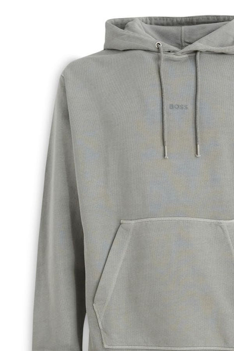 Hugo Boss Grey Cotton Logo Details Hooded Sweatshirt Hugo Boss