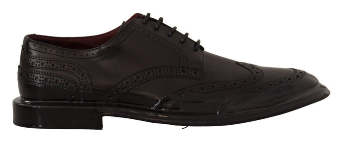Dolce & Gabbana Black Leather Oxford Wingtip Formal Derby Shoes Dolce & Gabbana