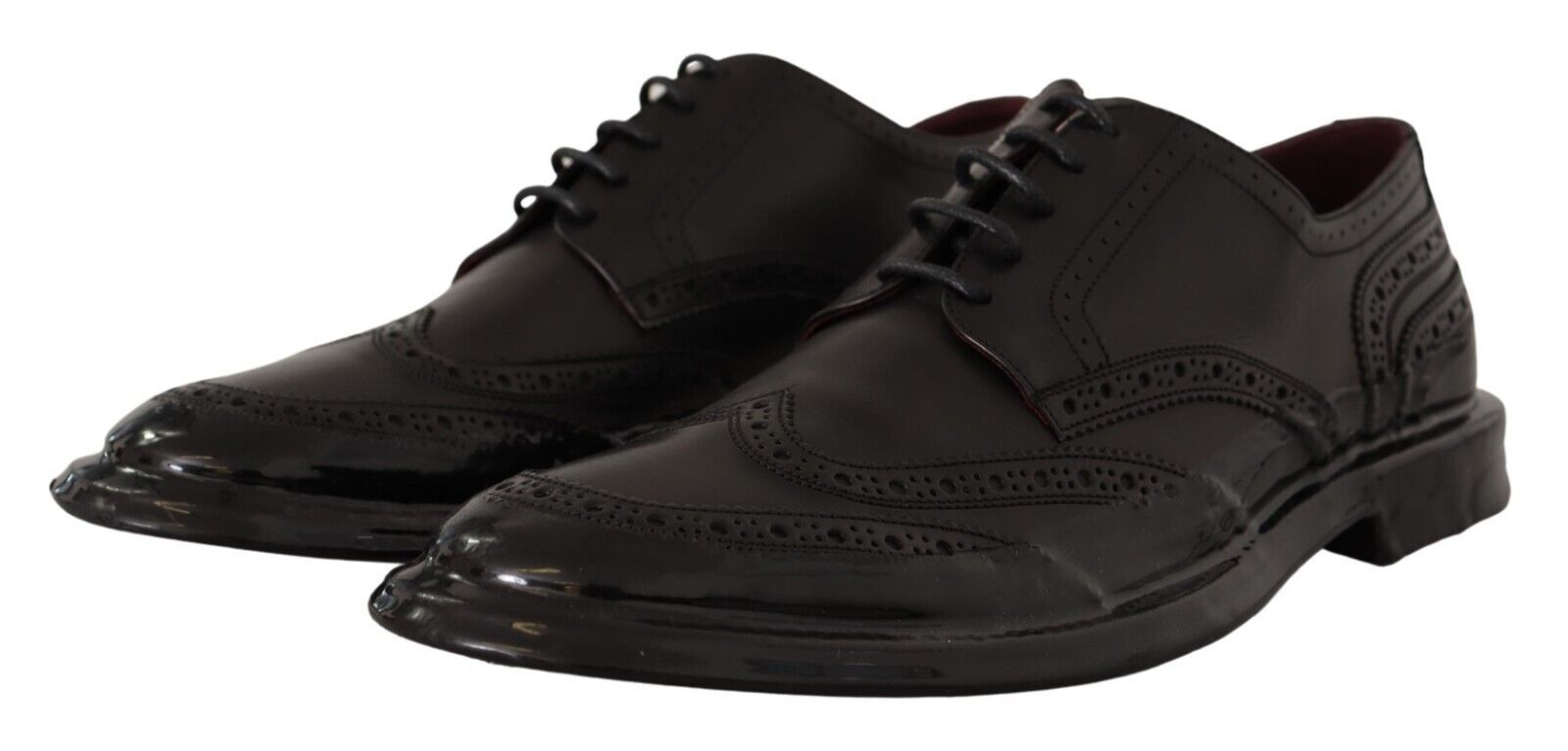 Dolce & Gabbana Black Leather Oxford Wingtip Formal Derby Shoes Dolce & Gabbana
