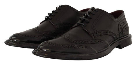 Dolce & Gabbana Black Leather Oxford Wingtip Formal Derby Shoes Dolce & Gabbana