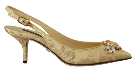 Dolce & Gabbana Gold Crystal Slingbacks Pumps Heels Shoes Dolce & Gabbana