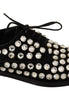 Dolce & Gabbana Black Leather Crystals Lace Up Formal Shoes Dolce & Gabbana