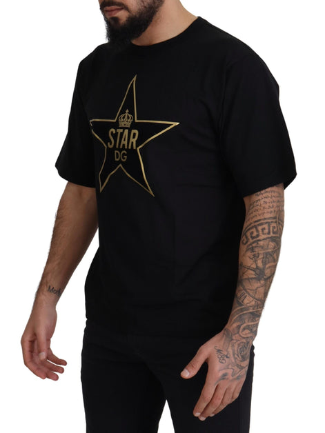 Dolce & Gabbana Black Gold STAR Crown DG Cotton Crewneck T-shirt Dolce & Gabbana