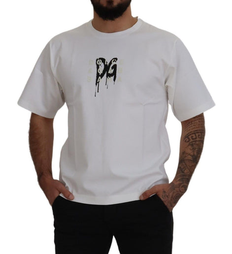 Dolce & Gabbana White Logo Print Cotton Crewneck T-shirt Dolce & Gabbana