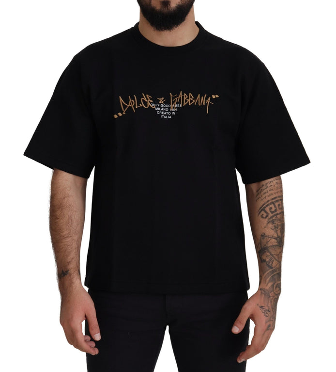 Dolce & Gabbana Black Logo Cotton Crewneck T-shirt Dolce & Gabbana