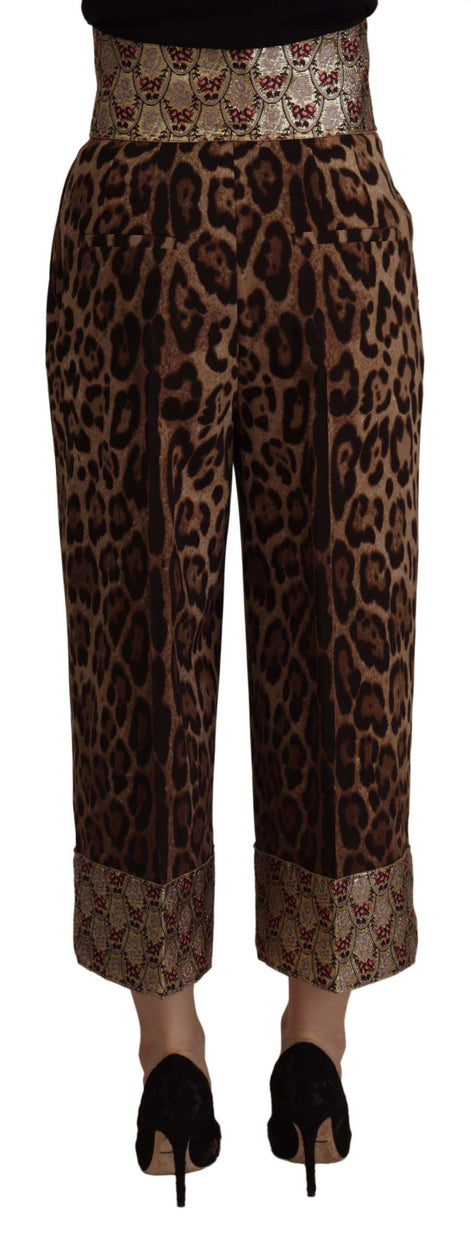 Dolce & Gabbana Brown Leopard Gold Jacquard High Waist Pants Dolce & Gabbana