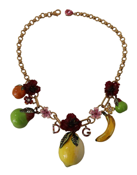 Dolce & Gabbana Gold Brass Sicily Fruits Roses Statement Necklace Dolce & Gabbana