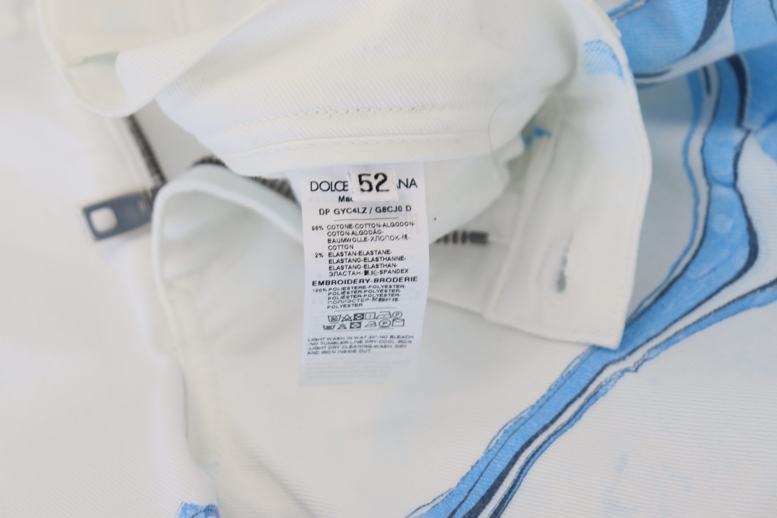 Dolce & Gabbana White Blue Denim Cotton Jeans Stretch Skinny Fit Pant Dolce & Gabbana