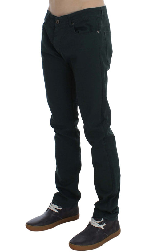 Ermanno Scervino Green Cotton Denim Stretch Straight Fit Jeans Ermanno Scervino